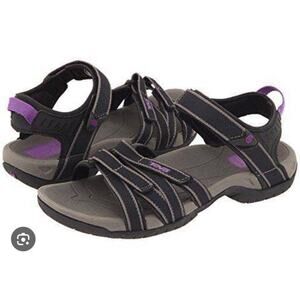 Teva Tirra Sandal Womens 9.5 Black Grey Lavendar 4266 Spider Rubber Sole